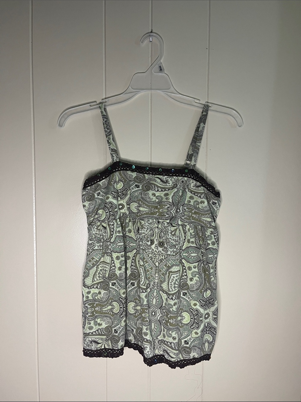 Xhilaration Mint and Black Paisley Spaghetti Strap Camisole